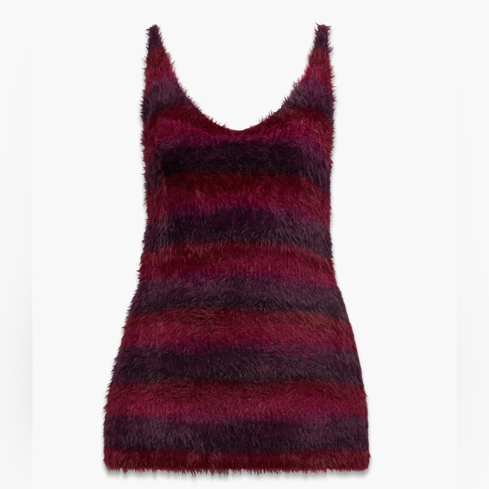 SAVAGE X FENTY Too Plush Striped Fuzzy Sweater Slip Dress - Picture 4 of 10